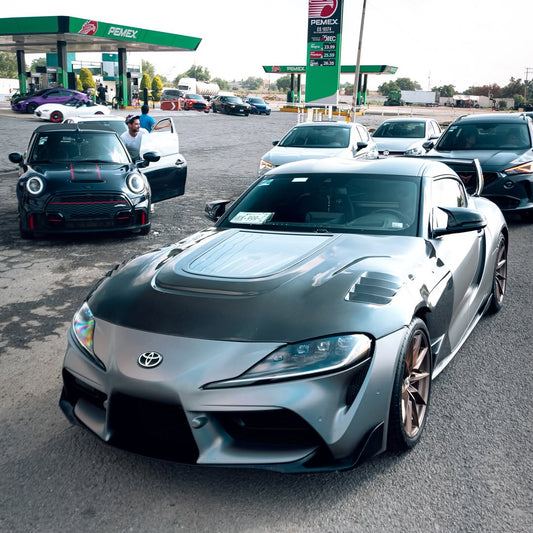 Toyota Supra MK5 A90 A91 3.0 2.0 2020 2021 2022 2023 2024 with Aftermarket Parts - V2 Tempered Glass Clearview Hood Bonnet Carbon Fiber / FRP from CMST Tuning