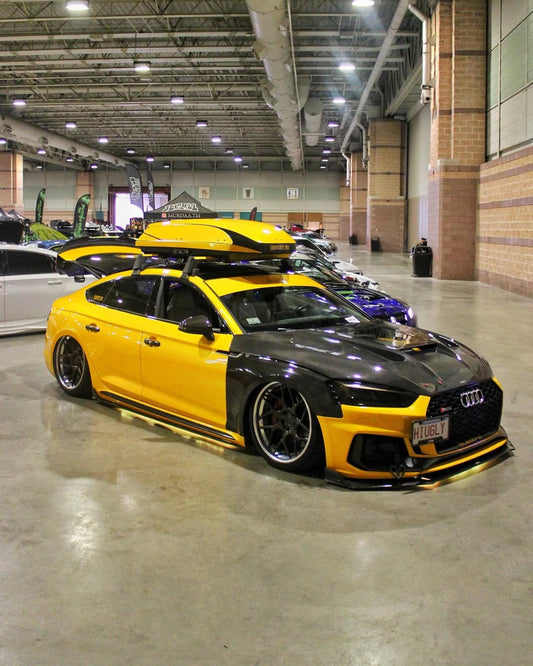 Audi RS5 S5 A5 B9 B9.5 2017 2018 2019 2020 2021 2022 2023 2024 Early 2025 with Aftermarket Parts - V2 Tempered Glass Transparent Hood Bonnet Carbon Fiber / FRP from CMST Tuning