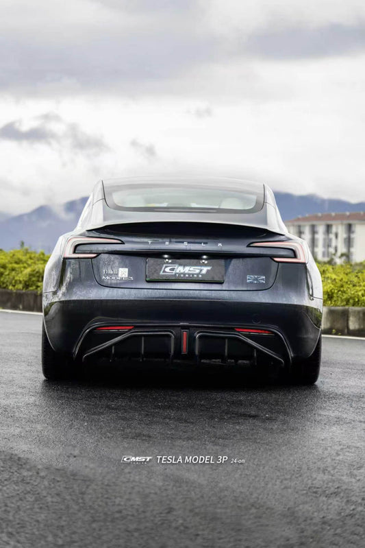 Tesla Model 3 Performance 2024-ON with Aftermarket Parts - V1 Rear Diffuser Carbon Fiber / FRP from CMST Tuning