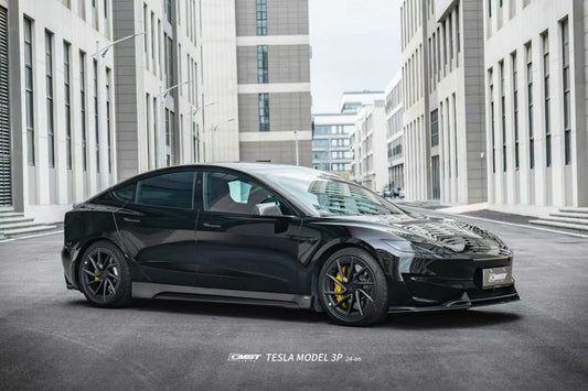 Tesla Model 3 Performance 2024-ON with Aftermarket Parts - V1 Front Lip Carbon Fiber / FRP from CMST Tuning