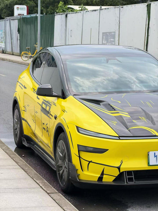 Tesla Model Y Juniper 2026-ON with Aftermarket Parts - V1 Side Skirts Carbon Fiber / FRP from CMST Tuning