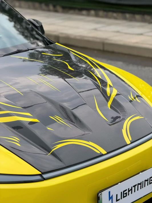 Tesla Model Y Juniper 2026-ON with Aftermarket Parts - V1 Hood Carbon Fiber / FRP from CMST Tuning
