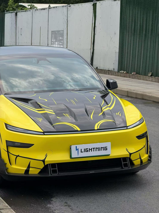Tesla Model Y Juniper 2026-ON with Aftermarket Parts - V1 Hood Carbon Fiber / FRP from CMST Tuning