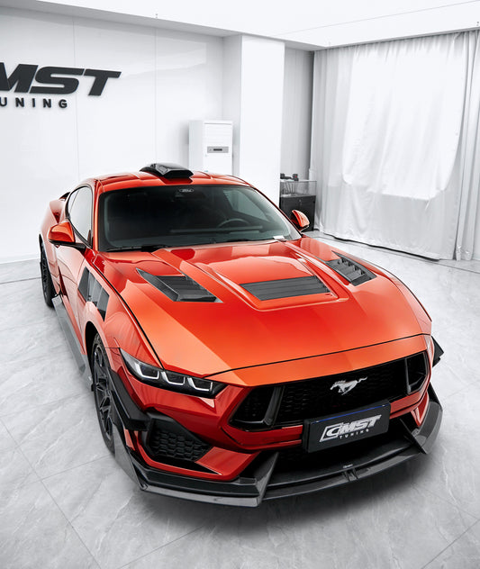 Ford Mustang S650 2.3 Ecoboost 5.0 GT Dark Horse 2024-ON with Aftermarket Parts - V3 Hood Carbon Fiber / FRP from CMST Tuning