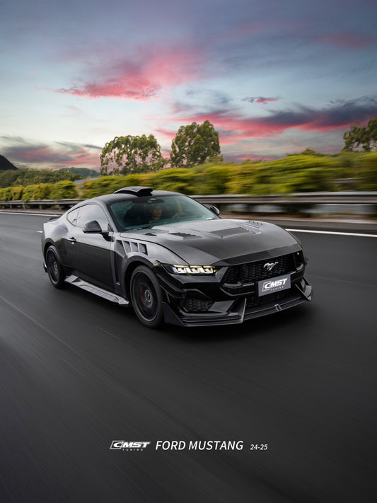 Ford Mustang S650 2.3 Ecoboost 5.0 GT Dark Horse 2024-ON with Aftermarket Parts - V3 Hood Carbon Fiber / FRP from CMST Tuning