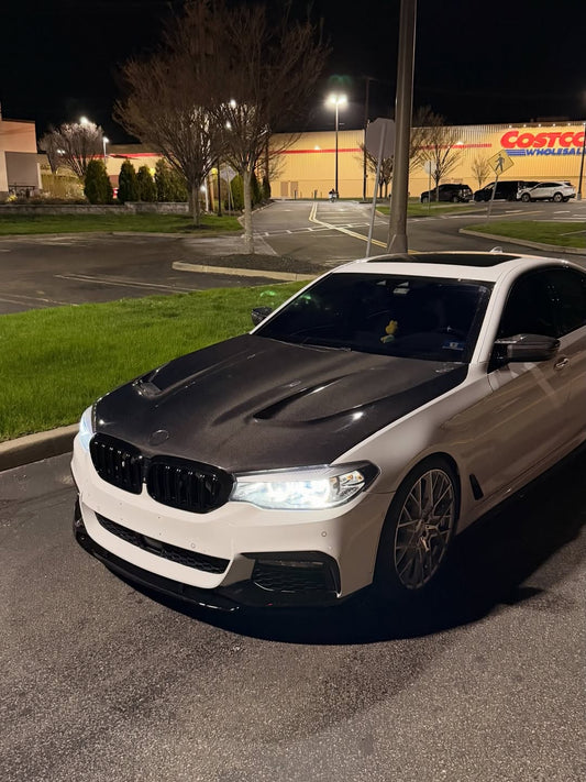 BMW 5 series M550 540 530 G30 (fits both Pre-LCI & LCI) 2017-ON & M5/M5C F90 (Fits Both Pre-LCI & LCI) 2018-ON with Aftermarket Parts - Vented V2 Style Carbon Fiber & FRP Hood Bonnet from CMST Tuning