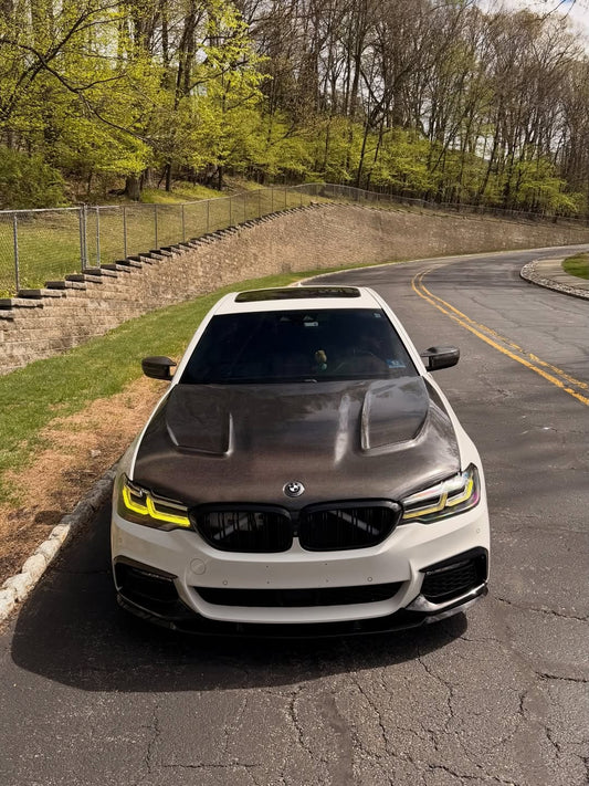 BMW 5 series M550 540 530 G30 (fits both Pre-LCI & LCI) 2017-ON & M5/M5C F90 (Fits Both Pre-LCI & LCI) 2018-ON with Aftermarket Parts - Vented V2 Style Carbon Fiber & FRP Hood Bonnet from CMST Tuning