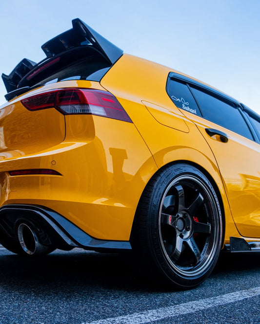 Volkswagen Golf GTI MK8 2022 2023 2024 with Aftermarket Parts - Rear Roof Spoiler Pre-preg Carbon Fiber / FRP from CMST Tuning