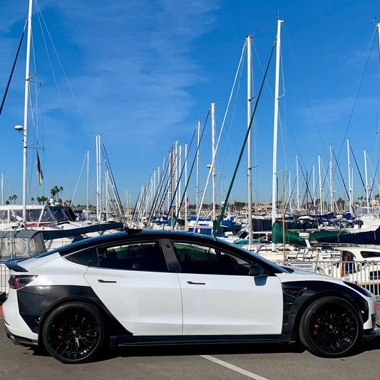 Tesla Model 3 Performance Long Range Standard Base 2017-2023 with Aftermarket Parts - Widebody Fenders & Wheel Arches Carbon Fiber / FRP from CMST Tuning
