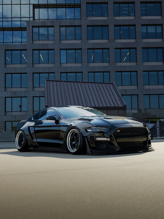 Ford Mustang GT 5.0 Mach1 Bullitt Ecoboost 2.3 S550.2 2018 2019 2020 2021 2022 2023 with Aftermarket Parts - Widebody Front Fenders & Wheel Arches Carbon Fiber / FRP from CMST Tuning