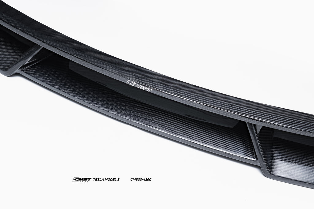 Tesla Model 3 Highland 2024-ON with Aftermarket Parts - V1 Style Carbon Fiber Front Lip from  CMST Tuning