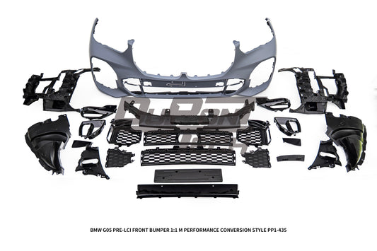 BMW X5 G05 M50i x/s Drive 40i Pre-LCI 2019 2020 2021 2022 2023 with Aftermarket Parts - 1:1 M Performance Conversion Style Front Bumper PP Polypropylene from DuPont Tech