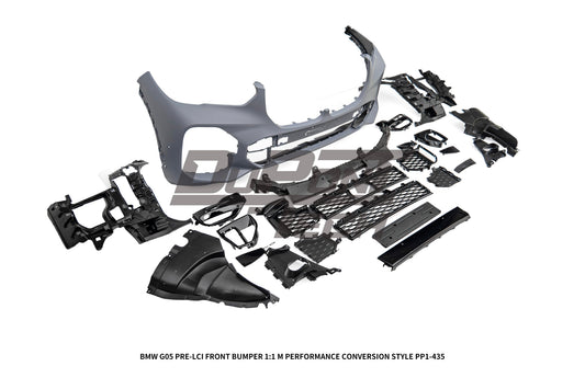 BMW X5 G05 M50i x/s Drive 40i Pre-LCI 2019 2020 2021 2022 2023 with Aftermarket Parts - 1:1 M Performance Conversion Style Front Bumper PP Polypropylene from DuPont Tech