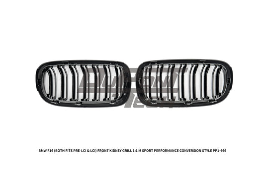 BMW X6 M50d xDrive50i s/xDrive35i xDrive40d xDrive30d F16 (Both Fits Pre-LCI & LCI) 2015 2016 2017 2018 2019 with Aftermarket Parts - 1:1 M Sport Performance Conversion Style Front Kidney Grill ABS from DuPont Tech