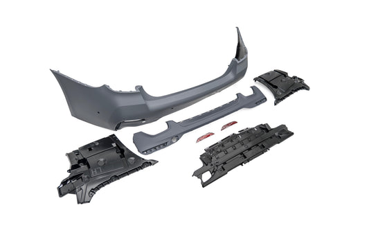 BMW 5 Series M550i 540i 530i G30 G31 LCI 2021 2022 2023 with Aftermarket Parts - 1:1 M Sport Performance Conversion Style Rear Bumper PP Polypropylene from DuPont Tech