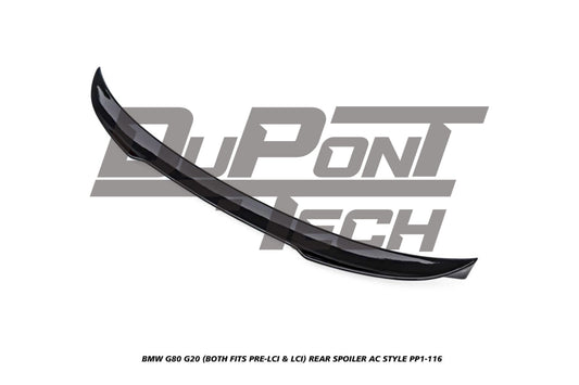 BMW M3 G80 2021-ON &amp; 3 Series M340i 330i (Fits Both Pre-LCI &amp; LCI) G20 2019-ON with Aftermarket Parts - AC Style Rear Spoiler ABS from DuPont Tech