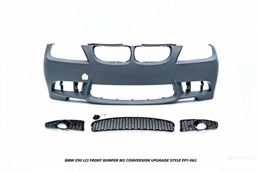 BMW 3 Series E90 LCI 2009 2010 2011 with Aftermarket Parts - M3 Conversion Upgrade Style Front Bumper & Fog Light PP Polypropylene from DuPont Tech
