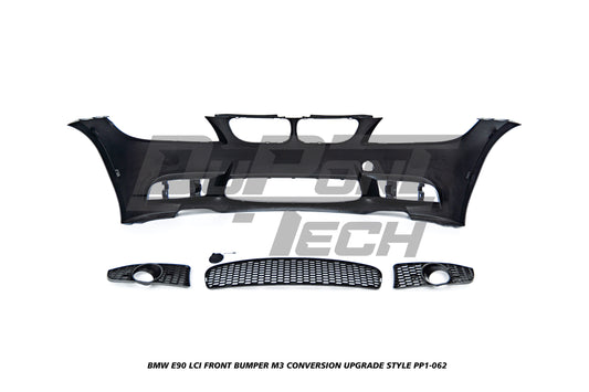 BMW 3 Series E90 LCI 2009 2010 2011 with Aftermarket Parts - M3 Conversion Upgrade Style Front Bumper & Fog Light PP Polypropylene from DuPont Tech
