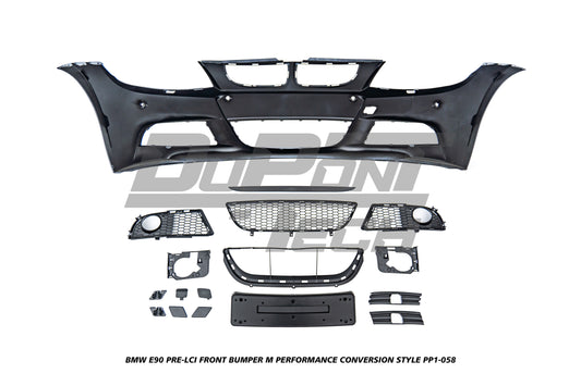 BMW 3 Series E90 Pre-LCI 2006 2007 2008 with Aftermarket Parts - M Performance Conversion Style Front Bumper & Fog Light PP Polypropylene from DuPont Tech
