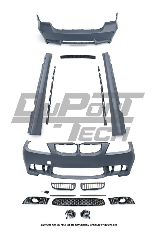 BMW 3 Series E90 Pre-LCI 2006 2007 2008 with Aftermarket Parts - M3 Conversion Upgrade Style Full kit PP Polypropylene from DuPont Tech
