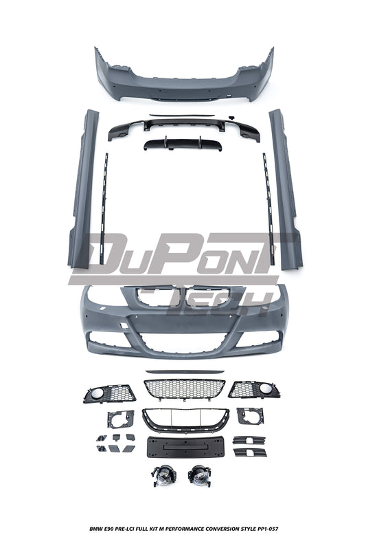 BMW 3 Series E90 Pre-LCI 2006 2007 2008 with Aftermarket Parts - M Performance Conversion Style Full kit PP Polypropylene from DuPont Tech
