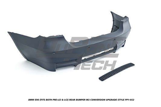 BMW 3 Series E90 (Fits Both Pre-LCI & LCI) 2006 2007 2008 2009 2010 2011 with Aftermarket Parts - M3 Conversion Upgrade Style Rear Bumper PP Polypropylene from DuPont Tech
