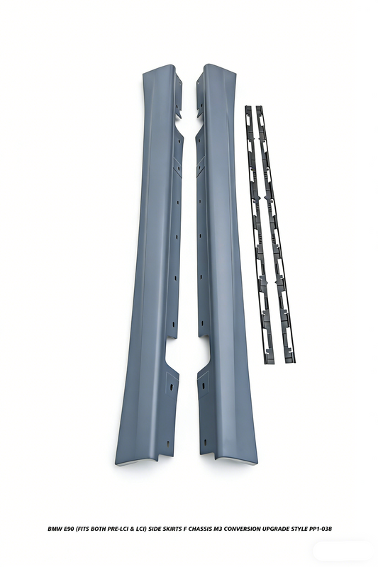BMW 3 Series E90 (Fits Both Pre-LCI & LCI) 2006 2007 2008 2009 2010 2011 with Aftermarket Parts - F Chassis M3 Conversion Upgrade Style Side Skirts PP Polypropylene from DuPont Tech
