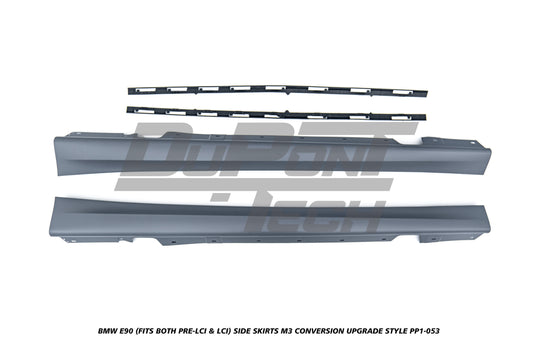 BMW 3 Series E90 (Fits Both Pre-LCI & LCI) 2006 2007 2008 2009 2010 2011 with Aftermarket Parts - M3 Conversion Upgrade Style Side Skirts PP Polypropylene from DuPont Tech
