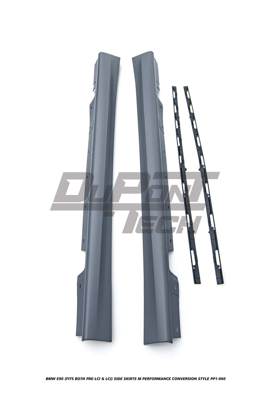BMW 3 Series E90 (Fits Both Pre-LCI & LCI) 2006 2007 2008 2009 2010 2011 with Aftermarket Parts - M Performance Conversion Style Side Skirts PP from DuPont Tech
