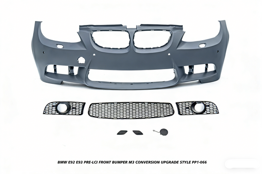 BMW 3 Series E92 E93 Pre-LCI 2006 2007 2008 2009 with Aftermarket Parts - M3 Conversion Upgrade Style Front Bumper & Fog Light PP Polypropylene from DuPont Tech
