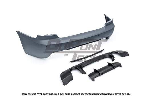 BMW 3 Series E92 E93 (Fits Both Pre-LCI & LCI) 2006 2007 2008 2009 2010 2011 2012 2013 with Aftermarket Parts - M Performance Conversion Style Rear Bumper PP Polypropylene from DuPont Tech
