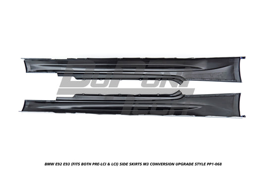 BMW 3 Series E92 E93 (Fits Both Pre-LCI & LCI) 2006 2007 2008 2009 2010 2011 2012 2013 with Aftermarket Parts - M3 Conversion Upgrade Style Side Skirts PP Polypropylene from DuPont Tech
