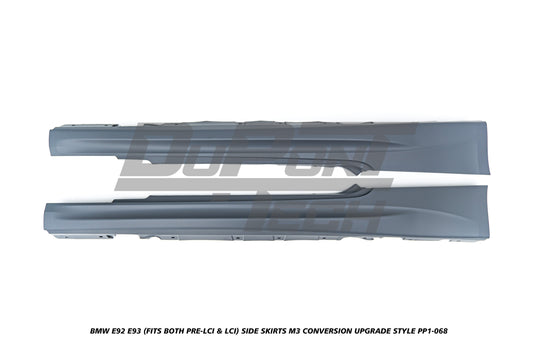 BMW 3 Series E92 E93 (Fits Both Pre-LCI & LCI) 2006 2007 2008 2009 2010 2011 2012 2013 with Aftermarket Parts - M3 Conversion Upgrade Style Side Skirts PP Polypropylene from DuPont Tech
