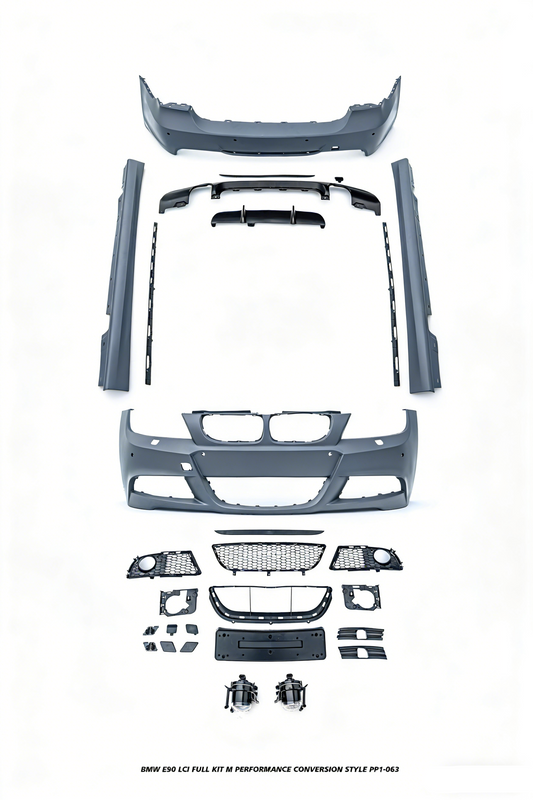 BMW 3 Series E90 LCI 2009 2010 2011 with Aftermarket Parts - M Performance Conversion Style Full kit PP Polypropylene from DuPont Tech
