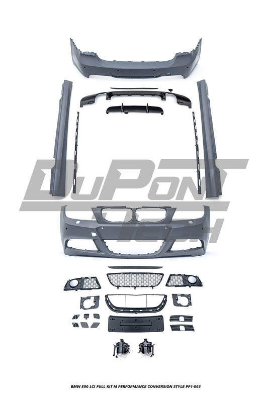 BMW 3 Series E90 LCI 2009 2010 2011 with Aftermarket Parts - M Performance Conversion Style Full kit PP Polypropylene from DuPont Tech
