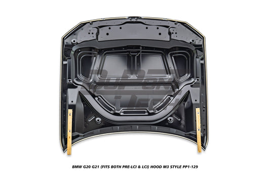 BMW 3 Series M340i 330i G20 G21 (Fits Both Pre-LCI & LCI) 2019-ON with Aftermarket Parts - M3 Style Hood Metal from DuPont Tech

