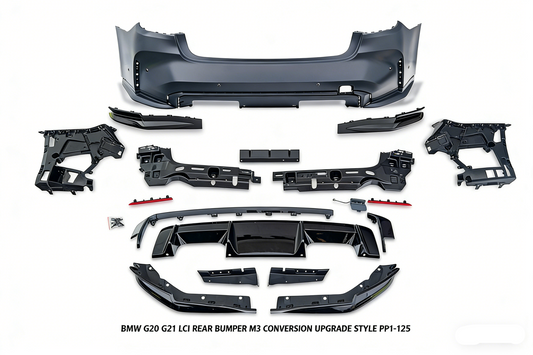 BMW 3 Series M340i 330i 320i G20 G21 LCI 2023-ON with Aftermarket Parts - M3 Conversion Upgrade Style Rear Bumper PP Polypropylene from DuPont Tech
