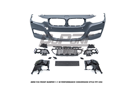 BMW 3 Series M340i 335i 328i 330i 320i F30 2012 2013 2014 2015 2016 2017 2018 2019 with Aftermarket Parts - 1:1 M Performance Conversion Style Front Bumper & Fog Light PP Polypropylene from DuPont Tech
