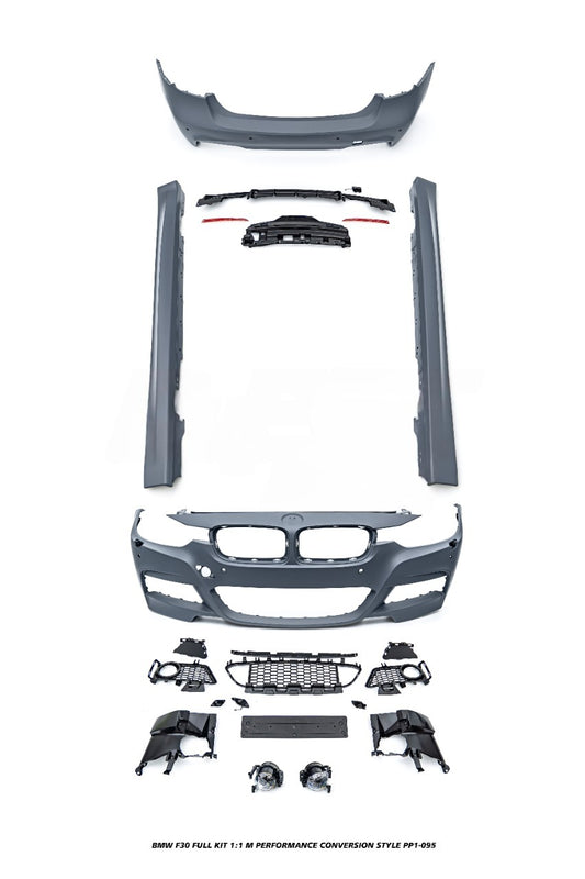 BMW 3 Series M340i 335i 328i 330i 320i F30 2012 2013 2014 2015 2016 2017 2018 2019 with Aftermarket Parts - 1:1 M Performance Conversion Style Full kit PP Polypropylene from DuPont Tech
