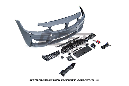 BMW 4 Series 440i 435i 430i 428i 420i 418i 435d 430d 425d 420d 418d F32 F33 2013 2014 2015 2016 2017 2018 2019 2020 & F36 2014 2015 2016 2017 2018 2019 2020 with Aftermarket Parts - M4 Conversion Upgrade Style Front Bumper PP Polypropylene from DuPont Tech

