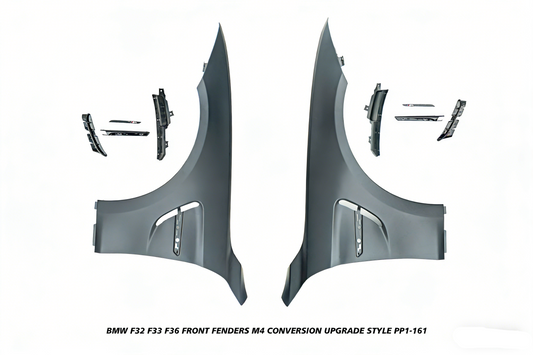 BMW 4 Series 440i 435i 430i 428i 420i 418i 435d 430d 425d 420d 418d F32 F33 2013 2014 2015 2016 2017 2018 2019 2020 & F36 2014 2015 2016 2017 2018 2019 2020 with Aftermarket Parts - M4 Conversion Upgrade Style Front Fenders Metal from DuPont Tech
