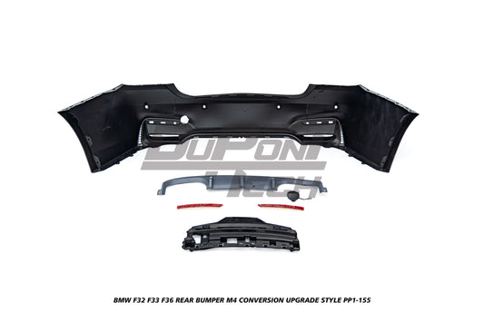 BMW 4 Series 440i 435i 430i 428i 420i 418i 435d 430d 425d 420d 418d F32 F33 2013 2014 2015 2016 2017 2018 2019 2020 & F36 2014 2015 2016 2017 2018 2019 2020 with Aftermarket Parts - M4 Conversion Upgrade Style Rear Bumper PP Polypropylene from DuPont Tech
