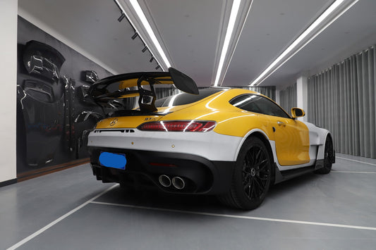 Mercedes Benz AMG GT GTS C190 2016 2017 2018 2019 2020 2021 with Aftermarket Parts - Black Series Conversion Style Rear Bumper & Diffuser PP Polypropylene / Dry Pre-preg Carbon Fiber from DuPont Tech