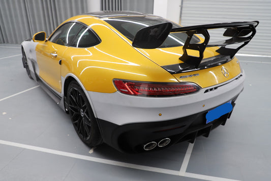 Mercedes Benz AMG GT GTS C190 2016 2017 2018 2019 2020 2021 with Aftermarket Parts - Black Series Conversion Style Rear Bumper & Diffuser PP Polypropylene / Dry Pre-preg Carbon Fiber from DuPont Tech