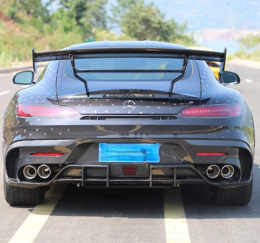 Mercedes Benz AMG GT GTS C190 2016 2017 2018 2019 2020 2021 with Aftermarket Parts - Black Series Conversion Style Rear Bumper & Diffuser PP Polypropylene / Dry Pre-preg Carbon Fiber from DuPont Tech