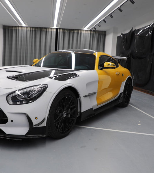 Mercedes Benz AMG GT GTS C190 2015 2016 2017 2018 2019 2020 2021 with Aftermarket Parts - Black Series Conversion Style Wheel Arches Dry Pre-preg Carbon Fiber from DuPont Tech