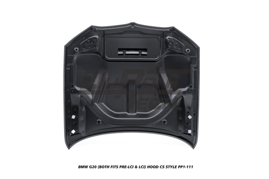 BMW 3 Series M340i 330i (Fits Both Pre-LCI & LCI) G20 2019-ON with Aftermarket Parts - CS Style Hood Metal from DuPont Tech
