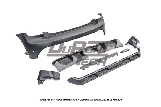 MINI Cooper JCW (John Cooper Works) S Base F56 F57 Pre-LCI 2014 2015 2016 2017 2018 with Aftermarket Parts - JCW Conversion Upgrade Style Rear Bumper PP Polypropylene from DuPont Tech