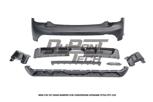 MINI Cooper JCW (John Cooper Works) S Base F56 F57 Pre-LCI 2014 2015 2016 2017 2018 with Aftermarket Parts - JCW Conversion Upgrade Style Rear Bumper PP Polypropylene from DuPont Tech
