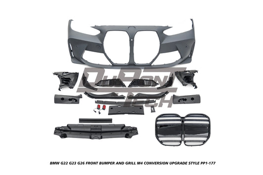 BMW 4 Series M440i 430i G22 G23 G26 2020-ON with Aftermarket Parts - M4 Conversion Upgrade Style Front Bumper and Grill PP Polypropylene from DuPont